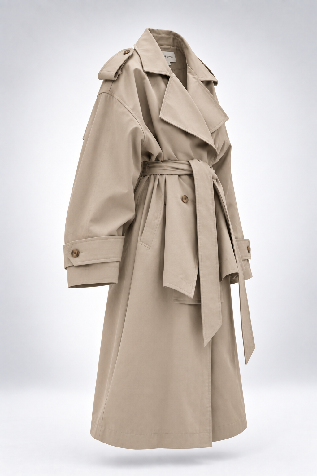 Gabardina Firenze Sculpt taupe prenda sola 45 grados