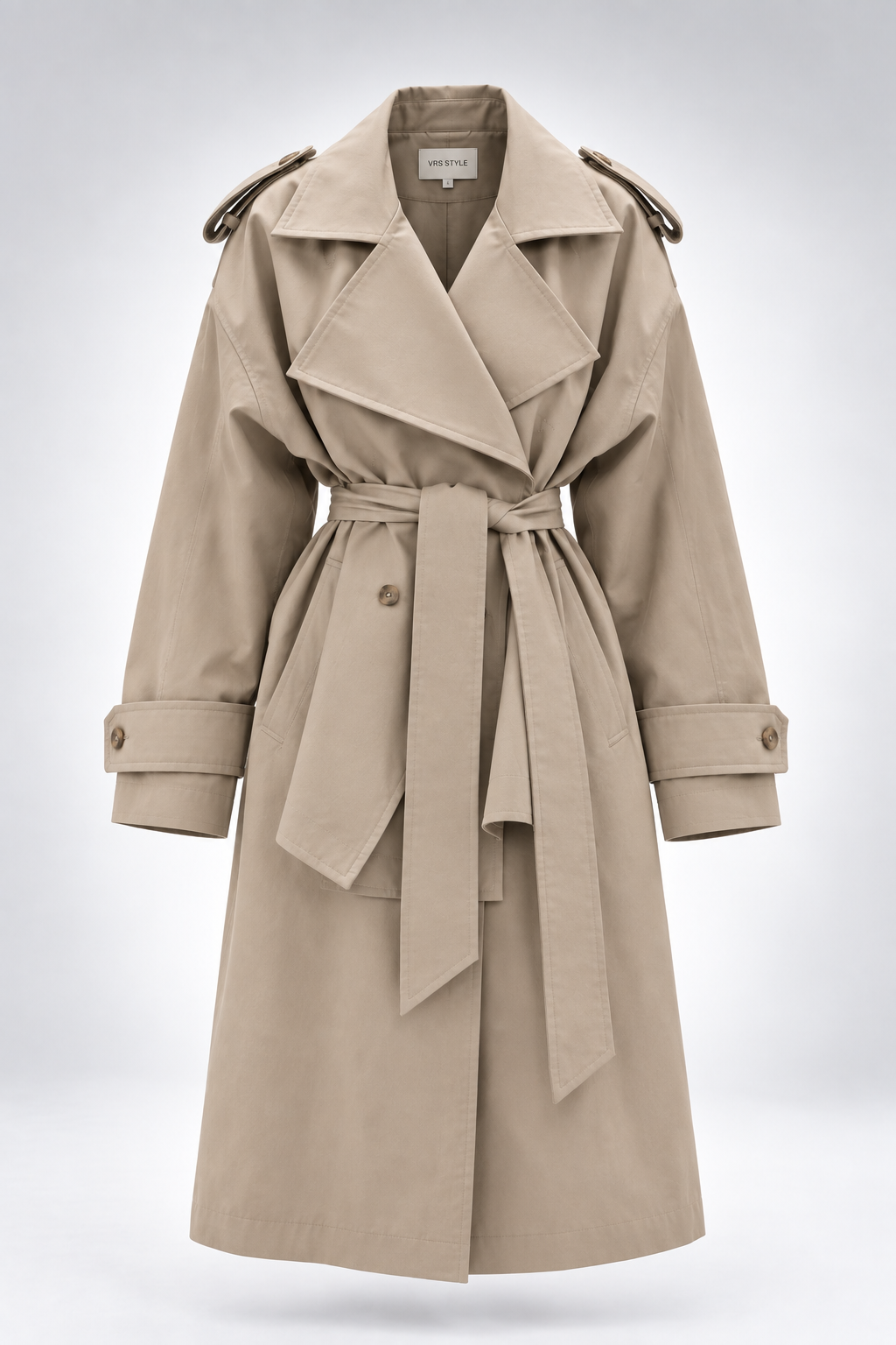 Gabardina Firenze Sculpt taupe prenda sola frontal
