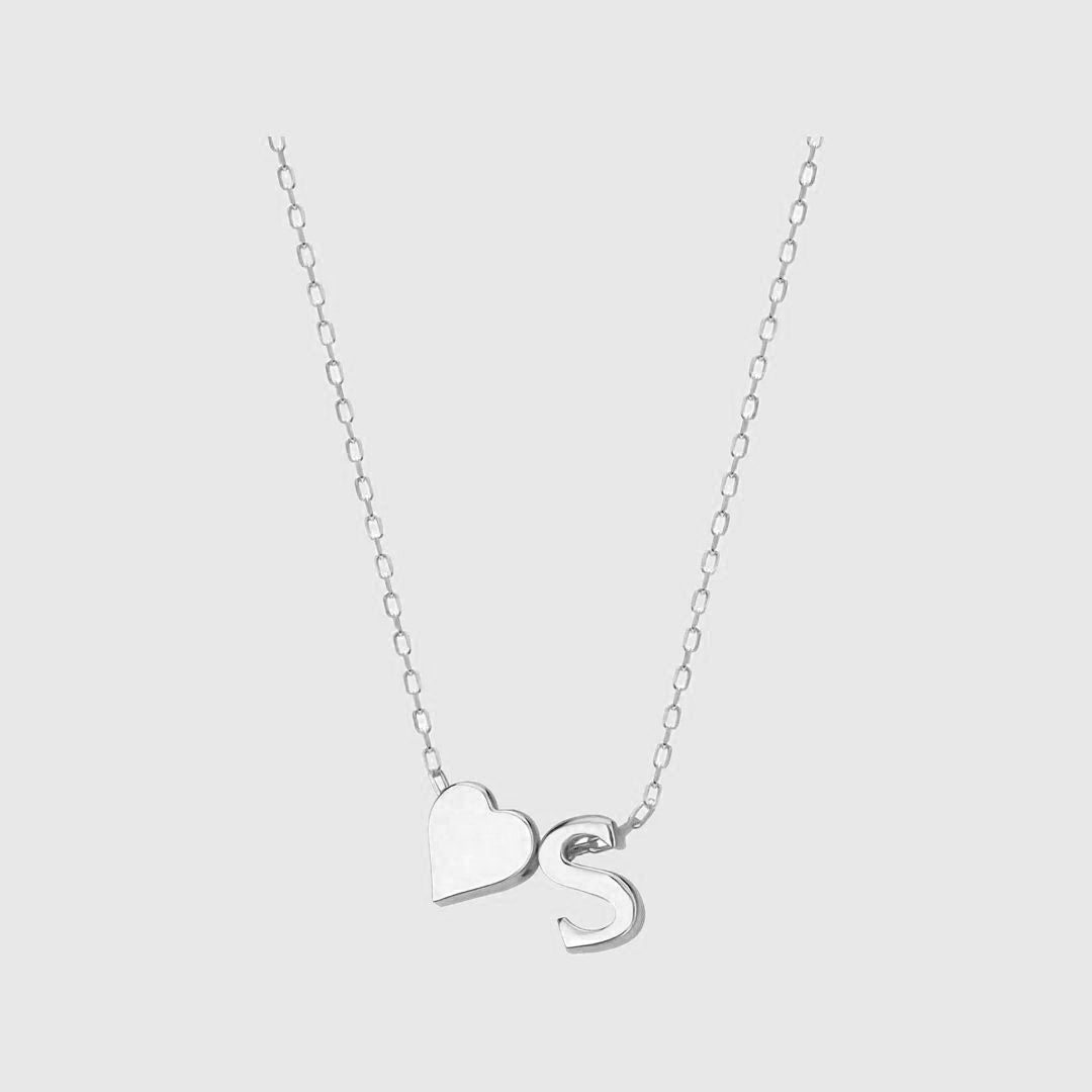 Collar con Corazón Liso e Inicial