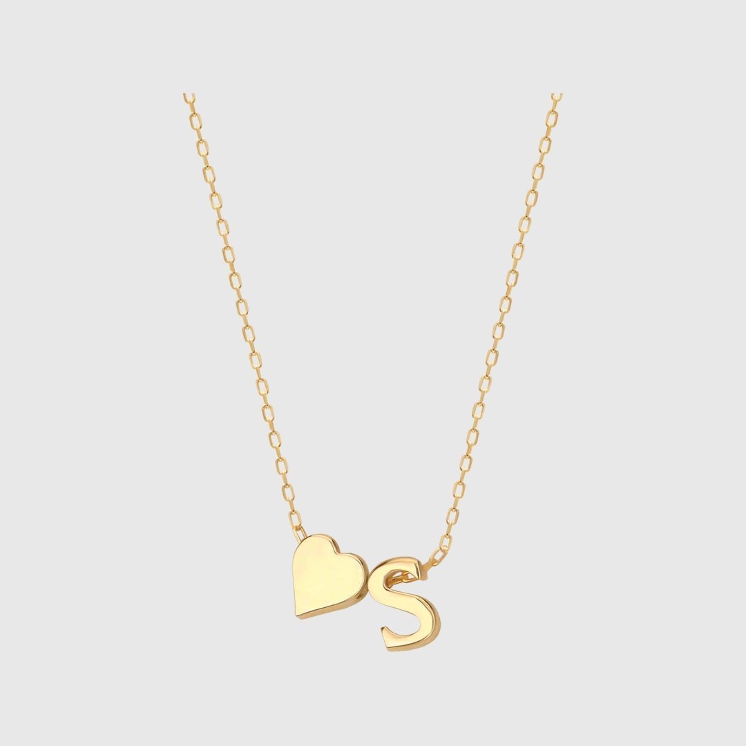 Collar con Corazón Liso e Inicial