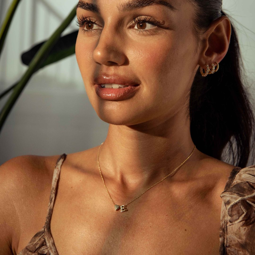Collar con Corazón Liso e Inicial
