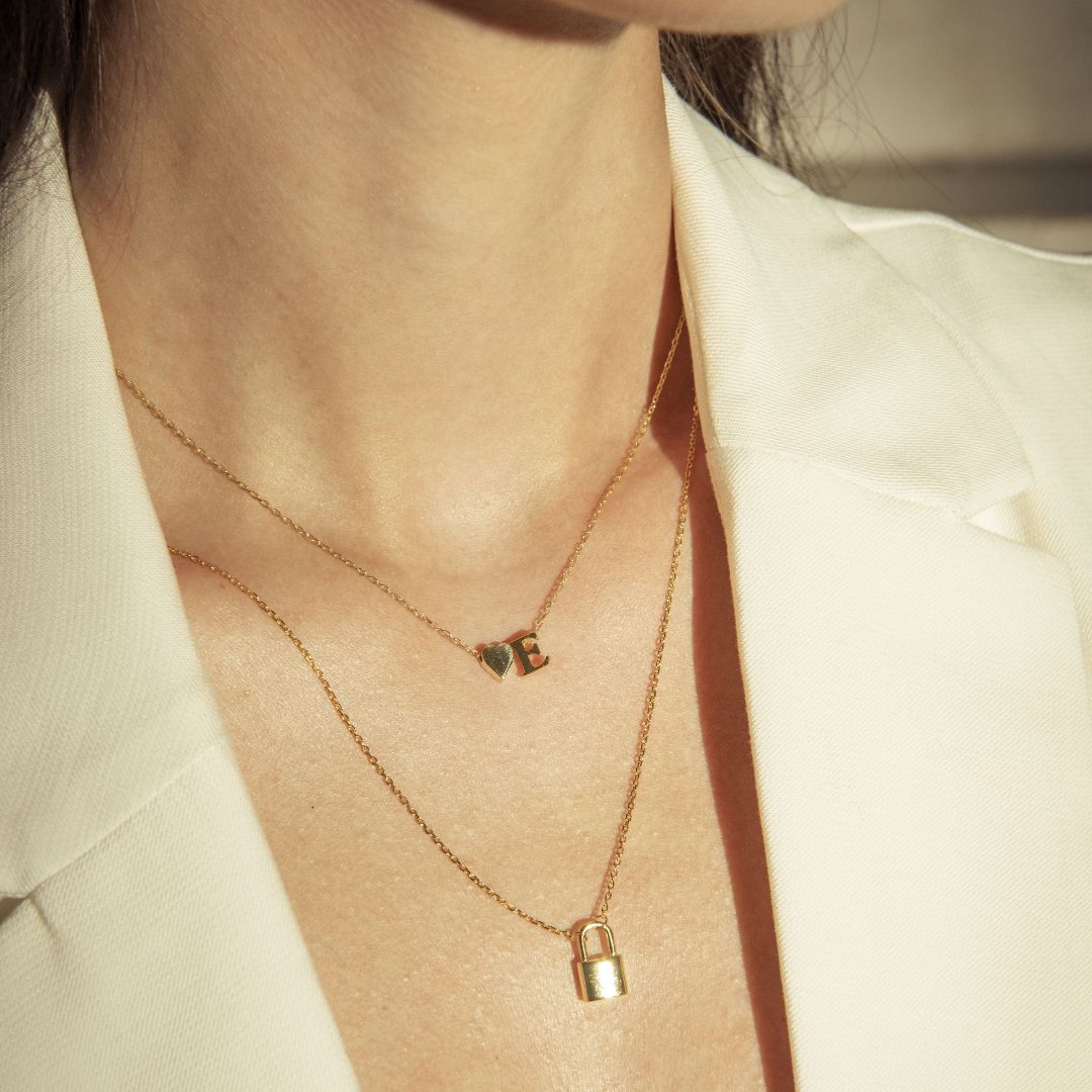 Collar con Corazón Liso e Inicial