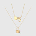 Set de Dos Collares Corazón con Inicial y Candado