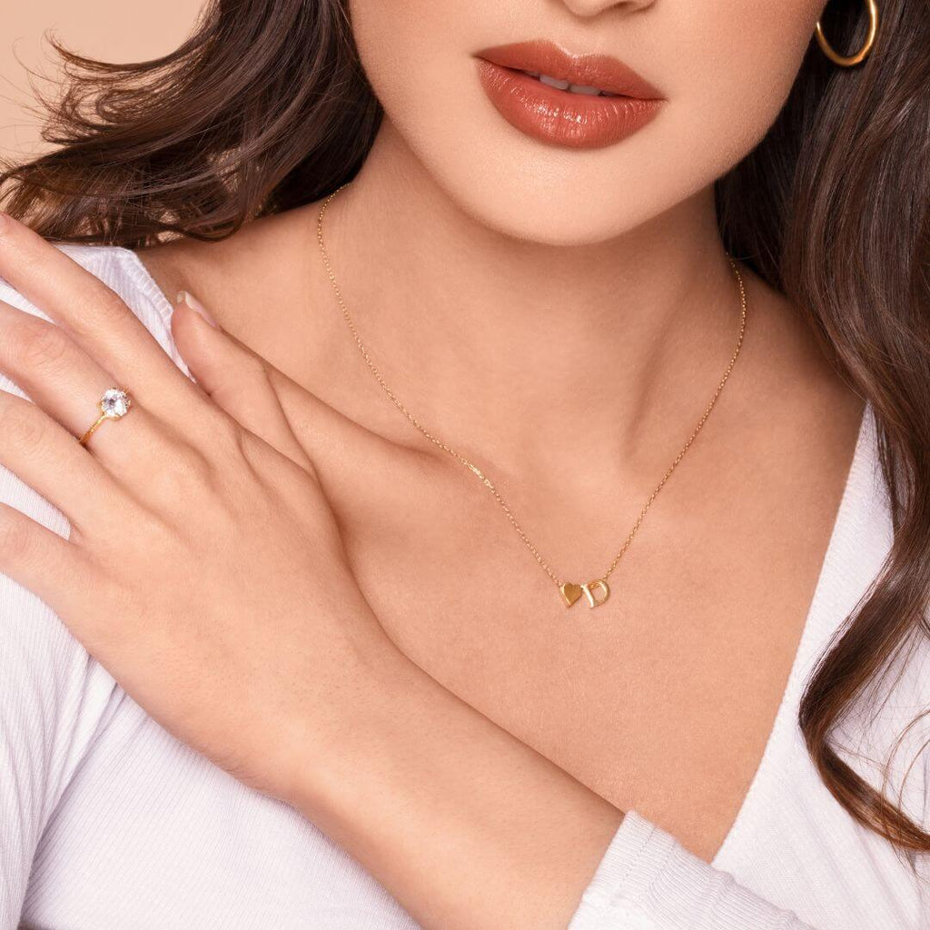 Set de Dos Collares Corazón con Inicial y Candado