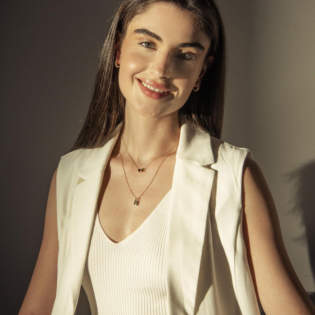 Set de Dos Collares Corazón con Inicial y Candado