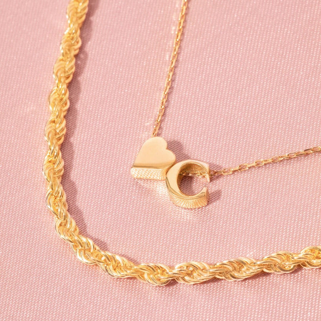 Set de Dos Collares Corazón con Inicial y Candado