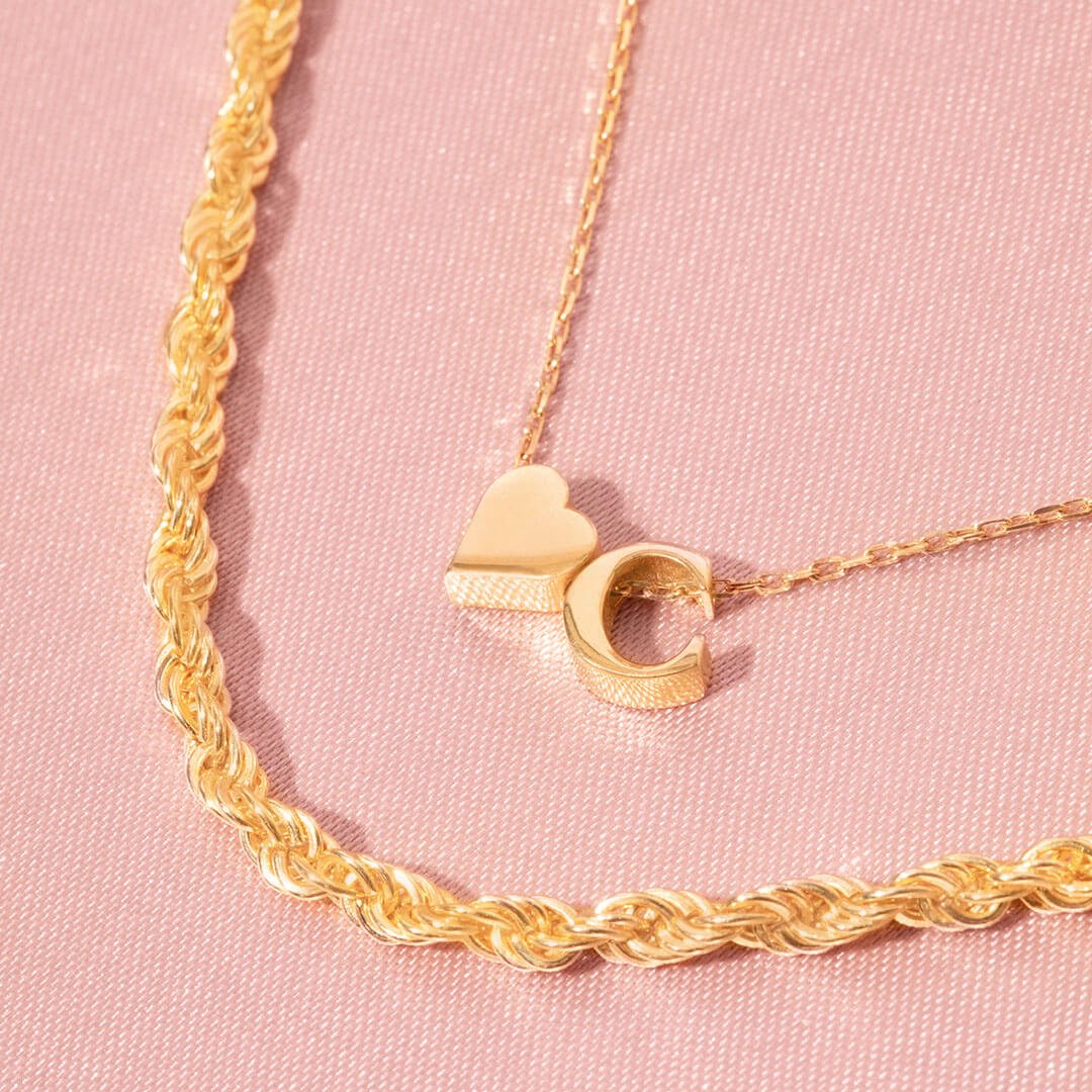 Set de Dos Collares Corazón con Inicial y Candado