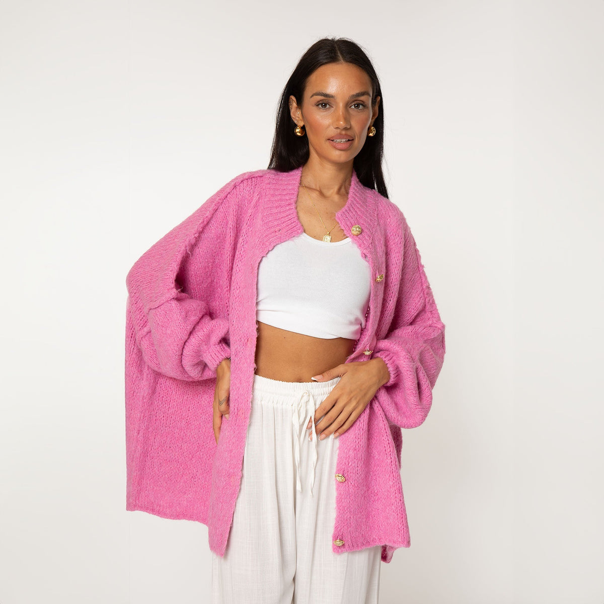 Cárdigan Oversize con Botones Dorados Erika
