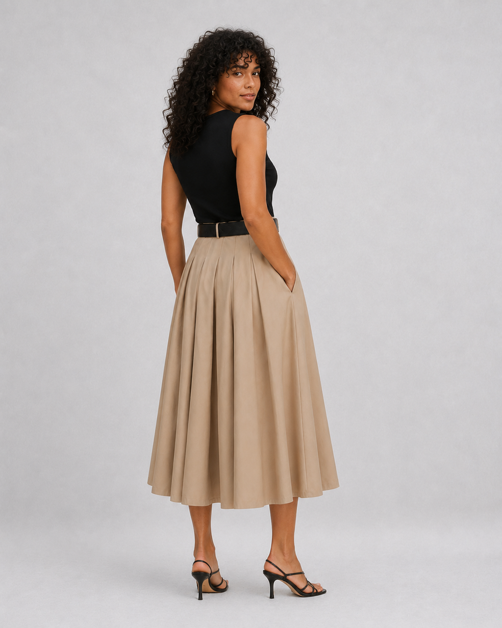Vestido Midi Belted modelo 3 - vista trasera