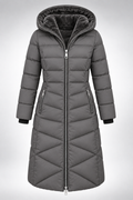 Abrigo Verona Long Puffer gris, frontal