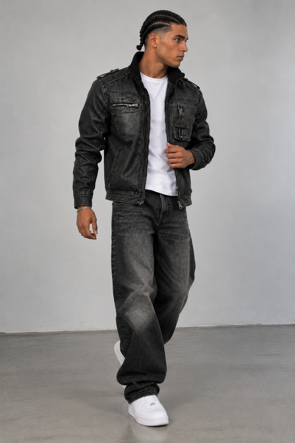 Chaqueta VRS Asfalto negra modelo frontal