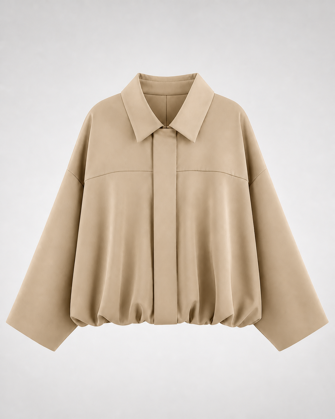 bomber amplia · beige · prenda frontal