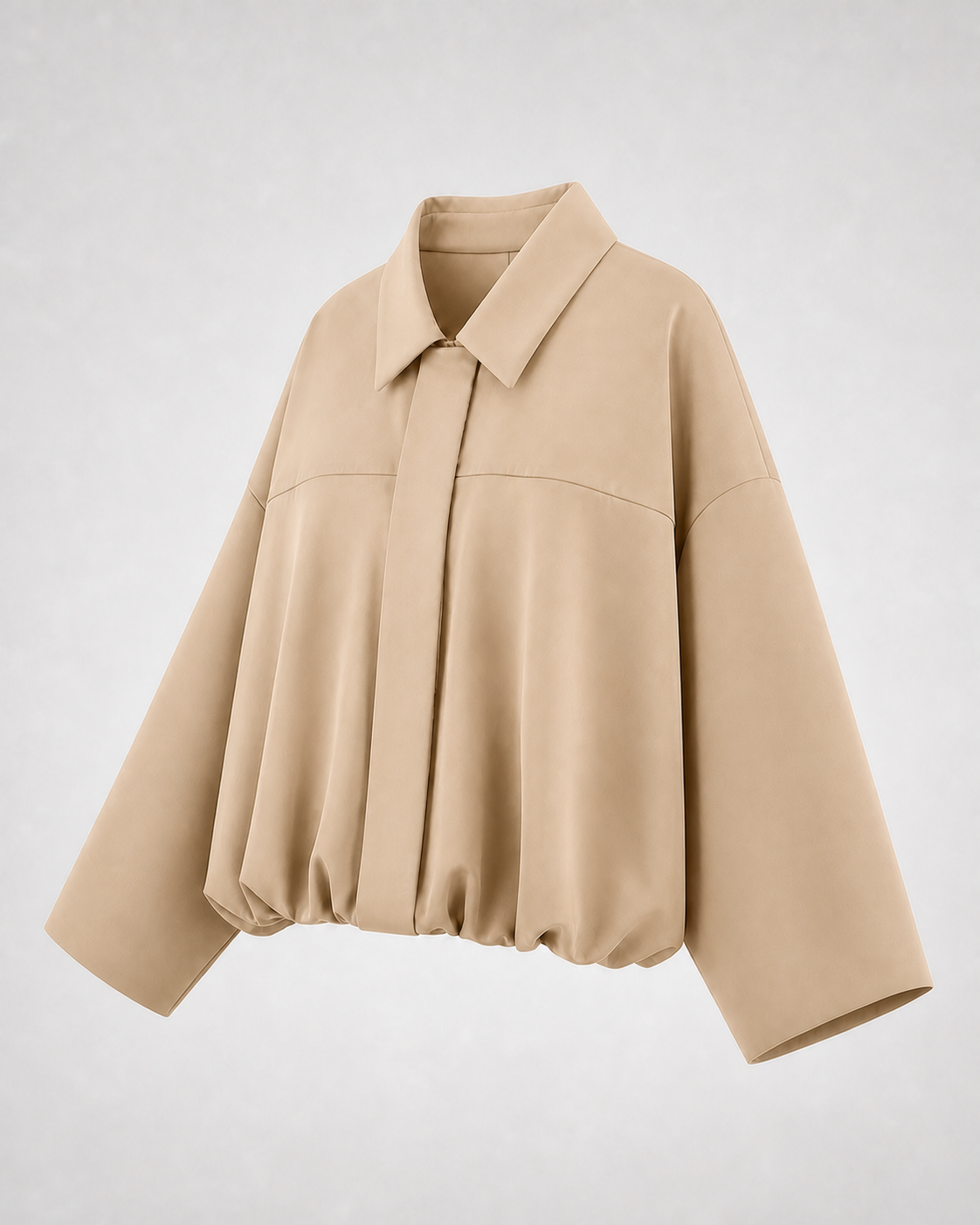 Chaqueta Bomber de Corte Amplio · beige · prenda a 45 grados