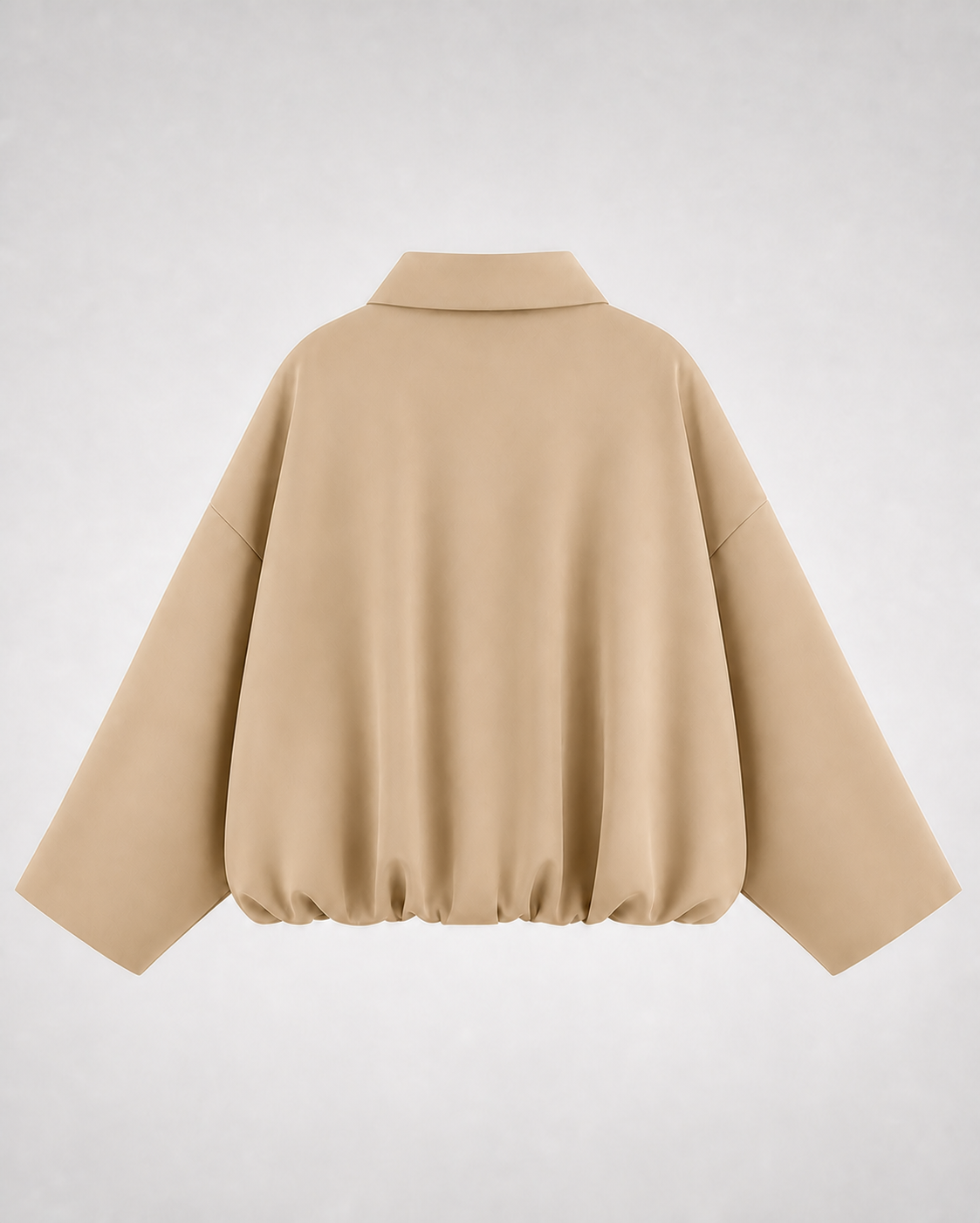 Chaqueta Bomber de Corte Amplio · beige · espalda de la prenda