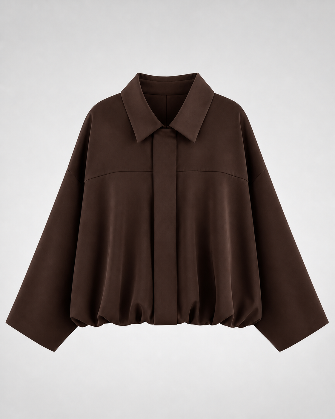 Chaqueta Bomber de Corte Amplio · marron · prenda frontal