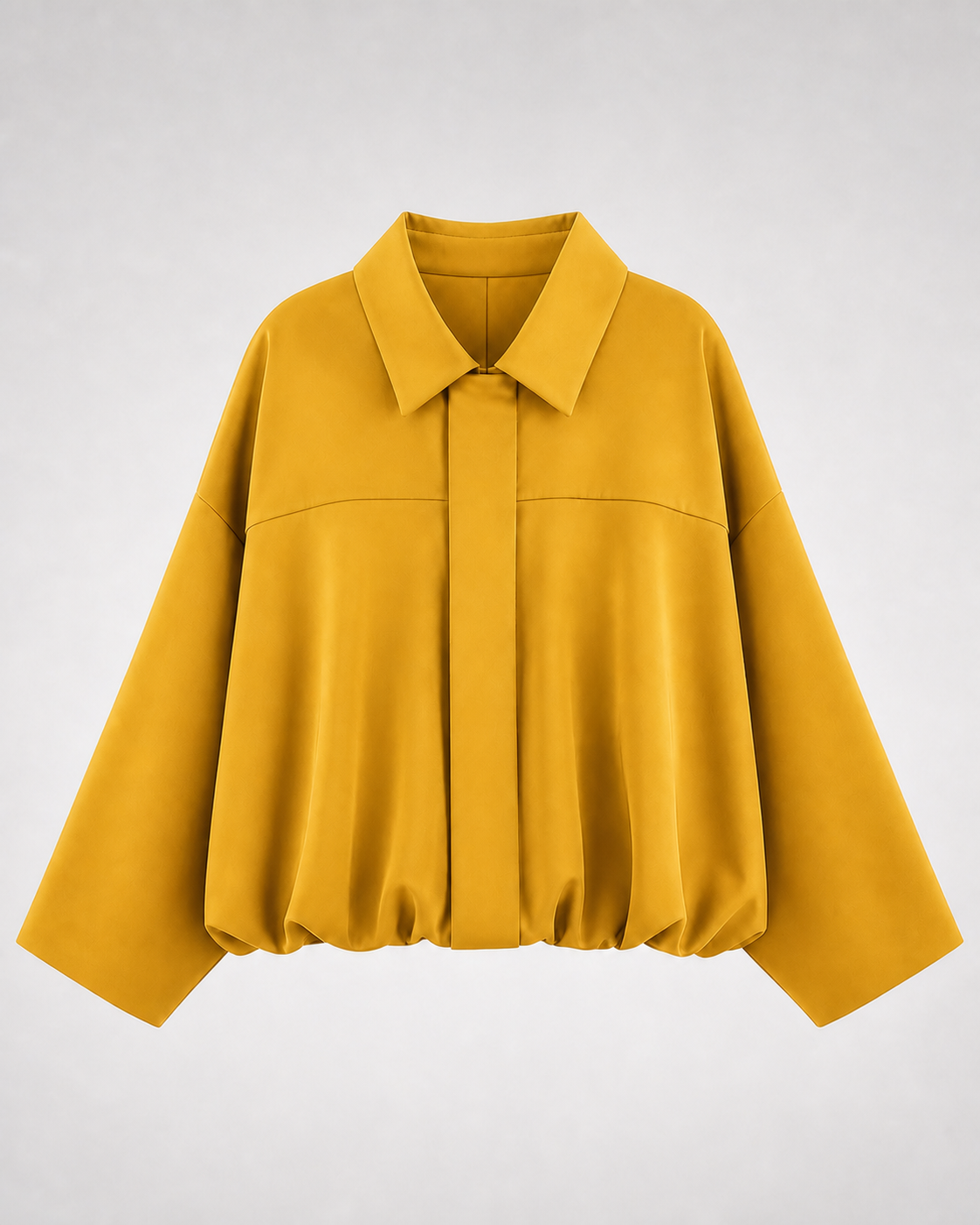 Chaqueta Bomber de Corte Amplio · mostaza · prenda frontal
