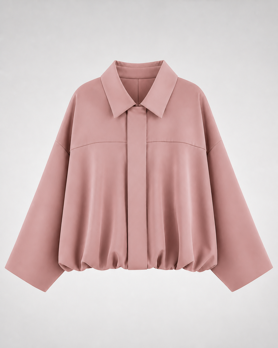 Chaqueta Bomber de Corte Amplio · rosa · prenda frontal