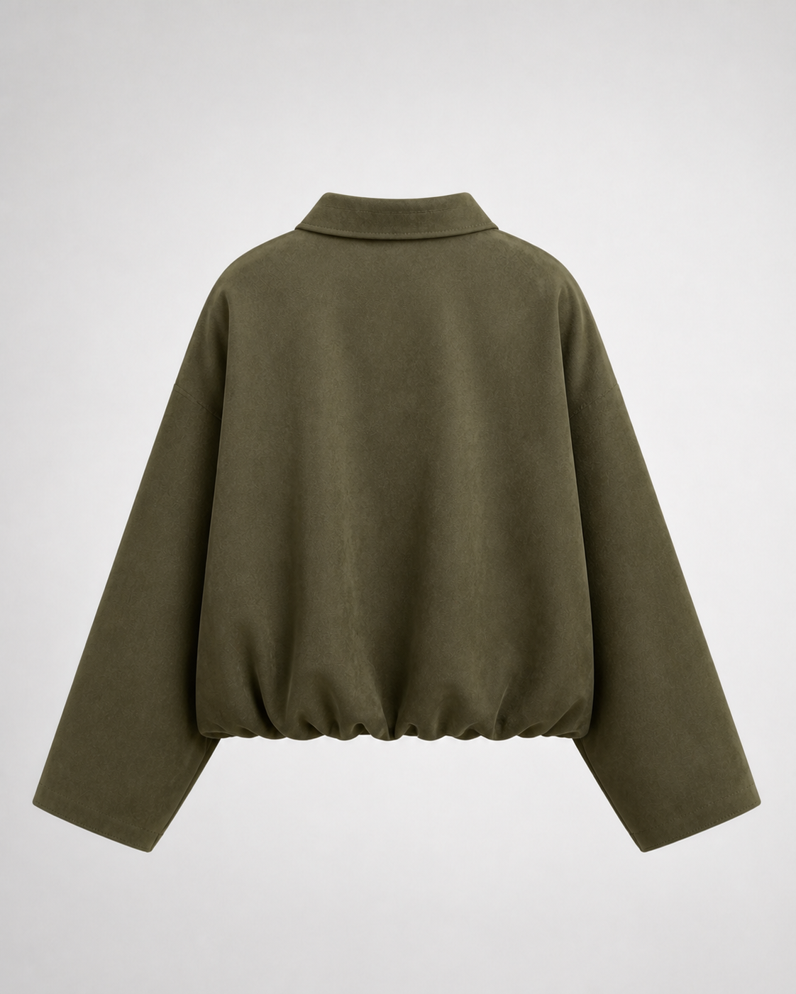Chaqueta Bomber Efecto Ante · verde oliva · espalda de la prenda