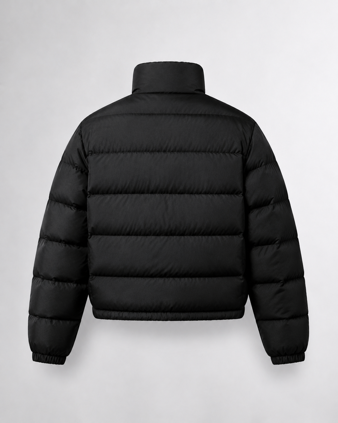 Chaqueta acolchada corta de cuello alto negra, prenda de espalda — VRS STYLE