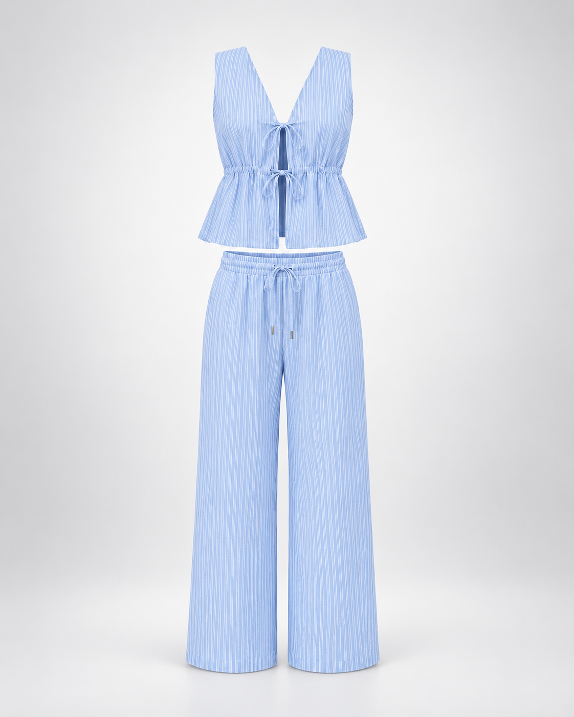 Conjunto Rayas Riviera azul claro — frontal de la prenda