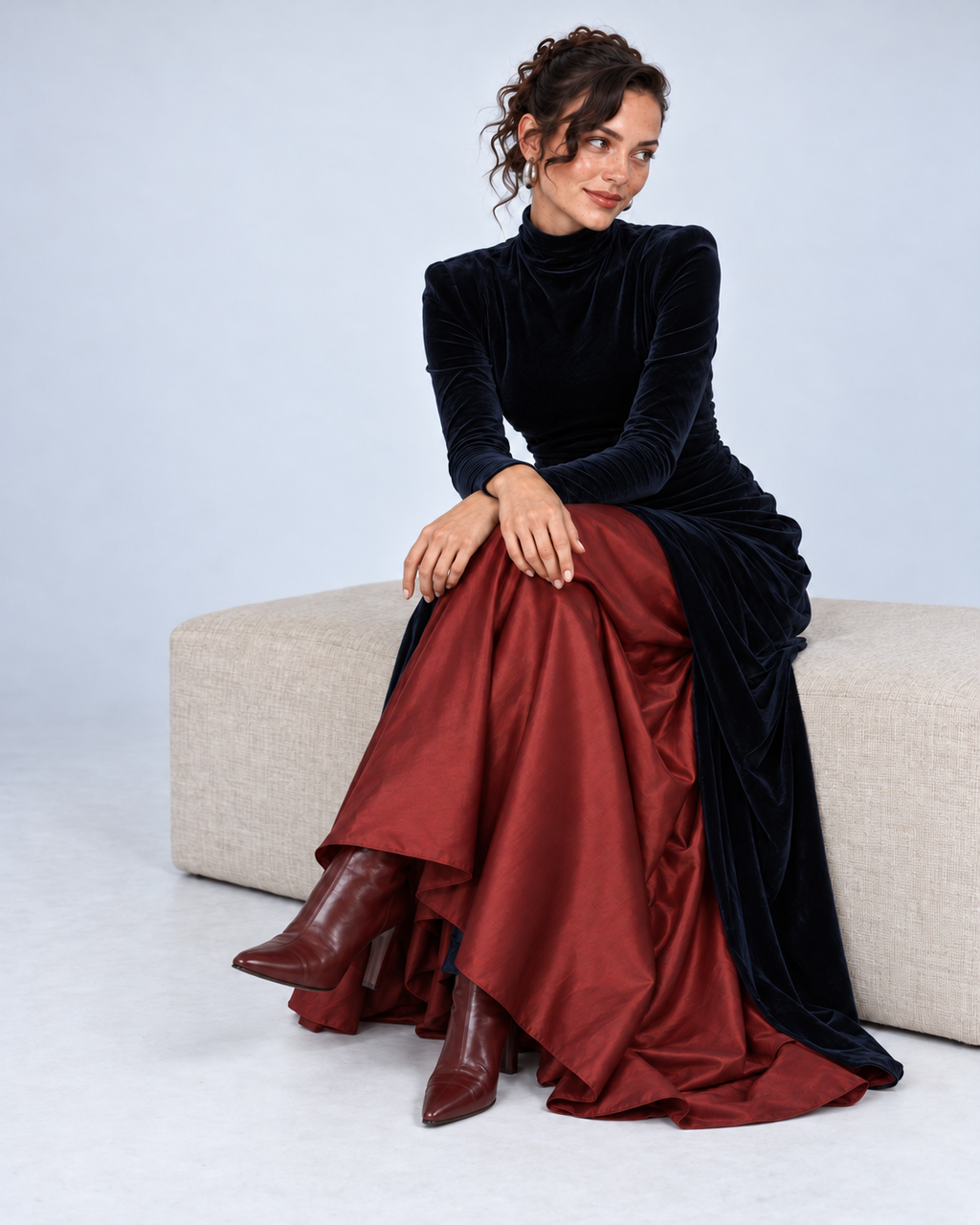 Vestido Évora Bicolor - Sentada en banco