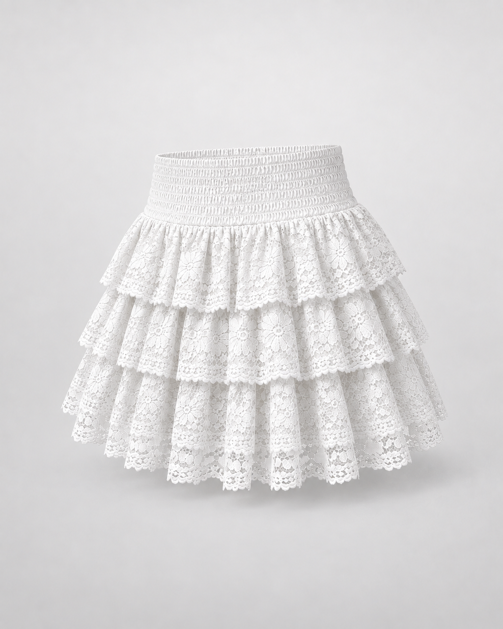 Falda Amelie Lace blanca — vista 45 grados