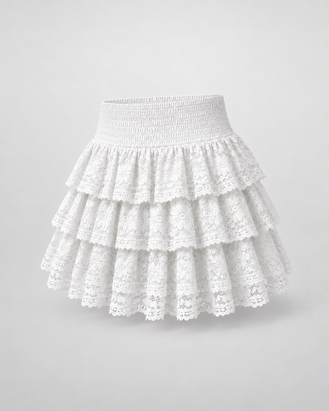 Falda Amelie Lace blanca — vista 45 grados