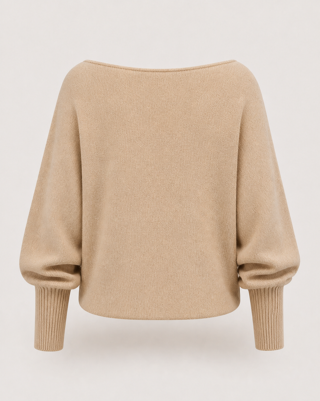 Jersey beige de punto con escote barco VRS STYLE — espalda de la prenda