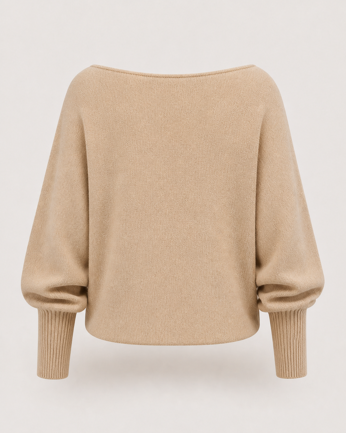 Jersey beige de punto con escote barco VRS STYLE — espalda de la prenda