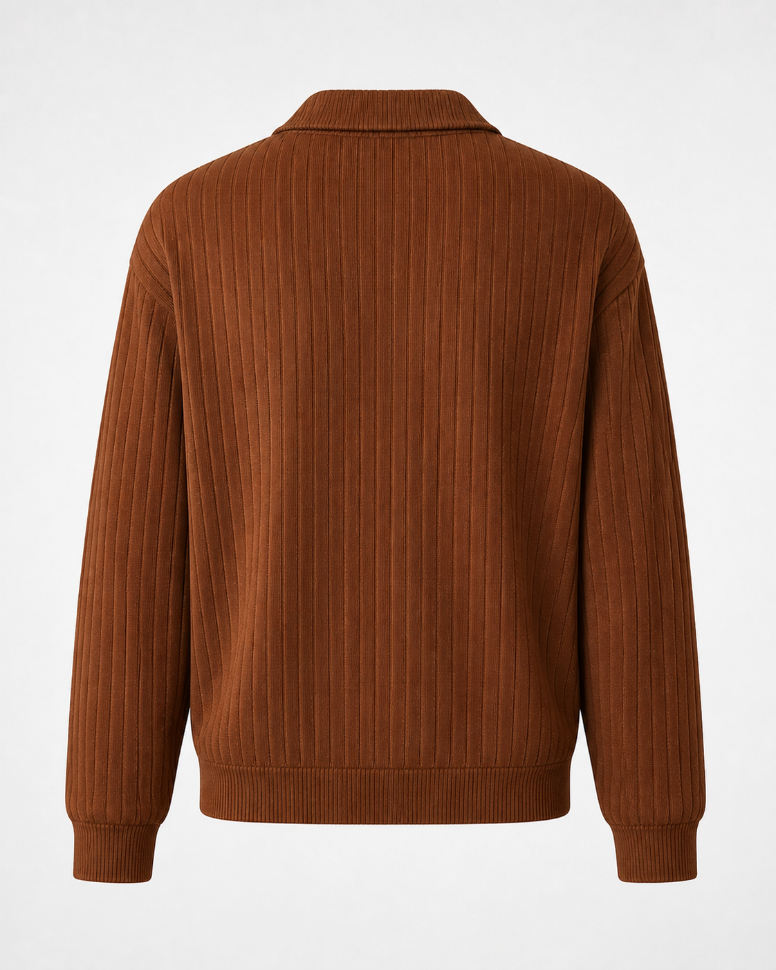 Jersey de Canalé con Media Cremallera · Marrón · espalda de la prenda