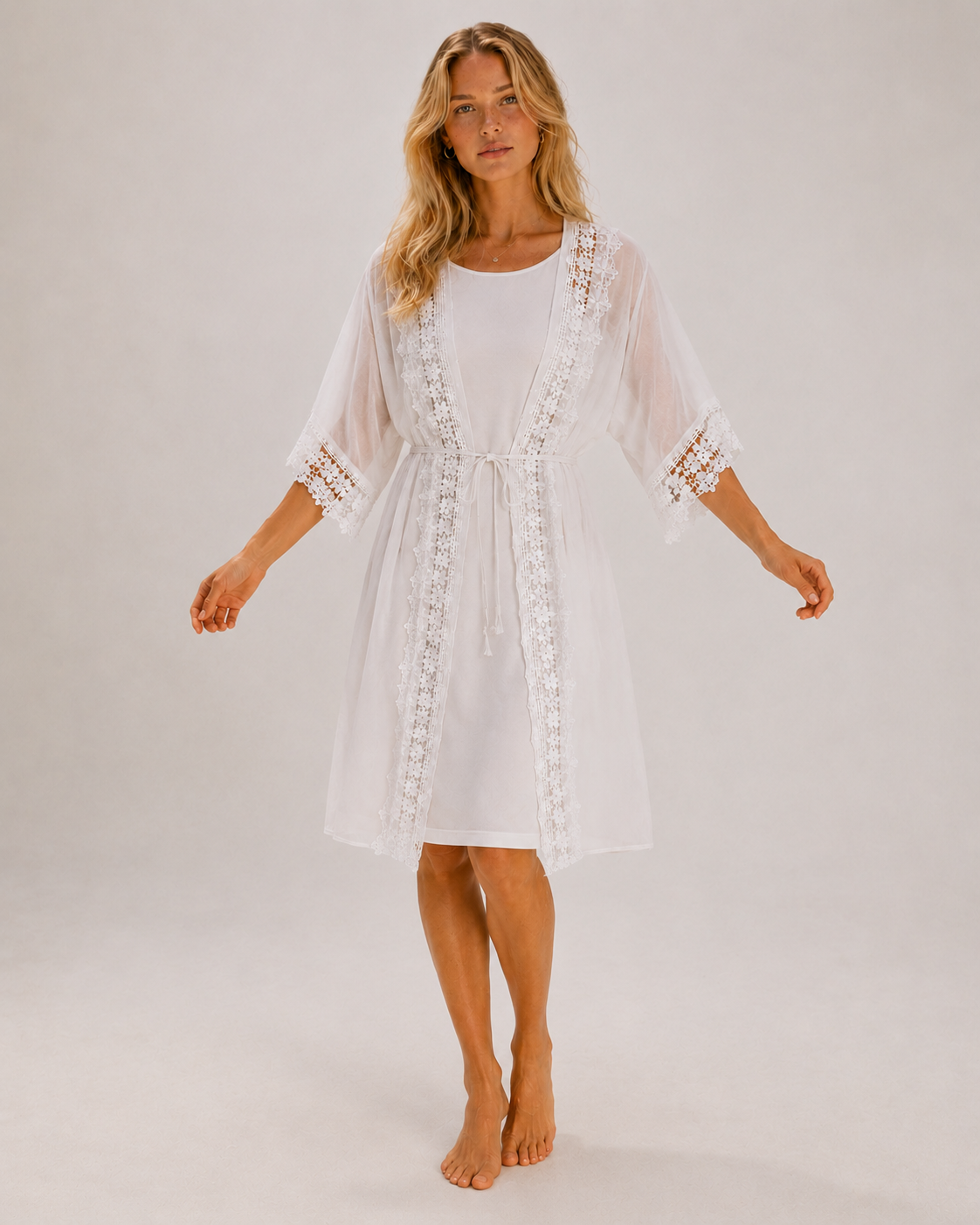 Kimono Cala White — vista frontal
