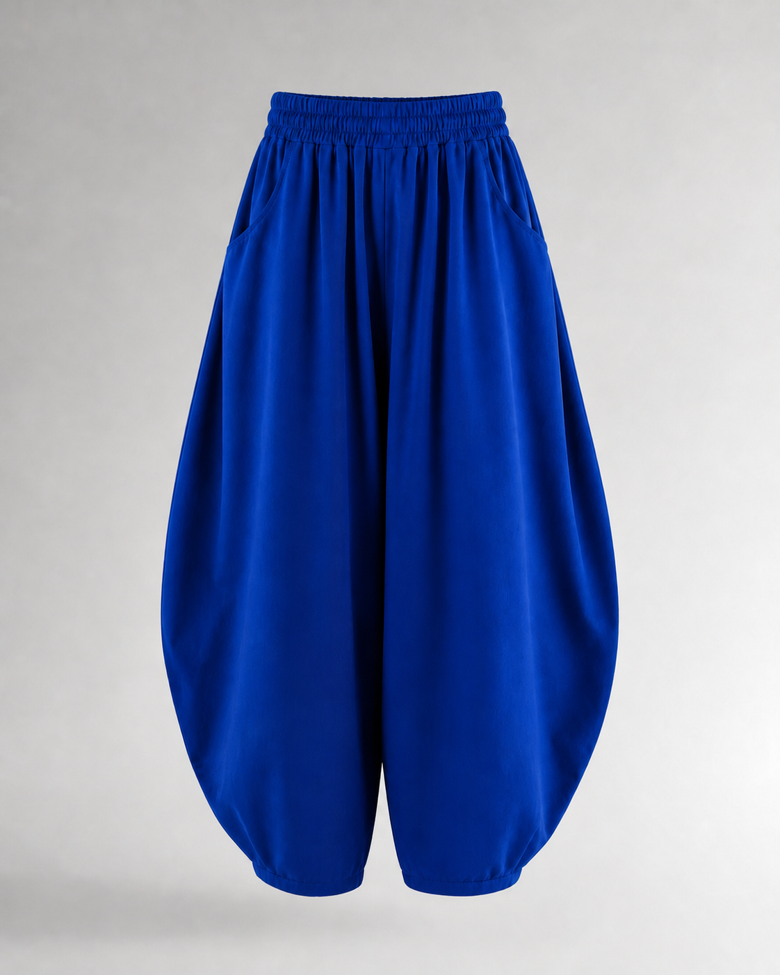 Pantalón Harem de Cintura Elástica · azul · prenda frontal