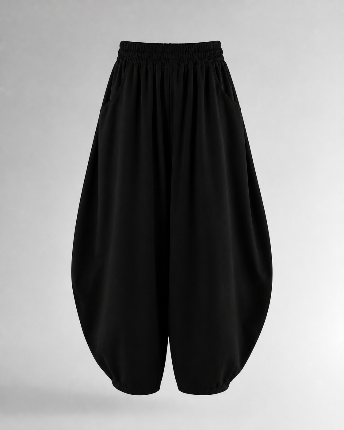 Pantalón Harem de Cintura Elástica · negro · prenda frontal