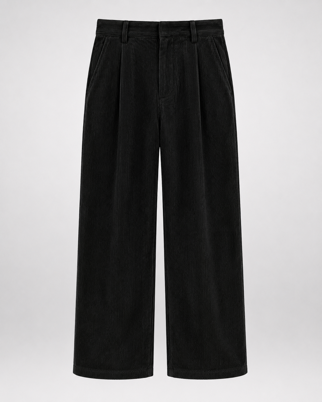 Pantalón wide leg de pana negro frontal VRS STYLE