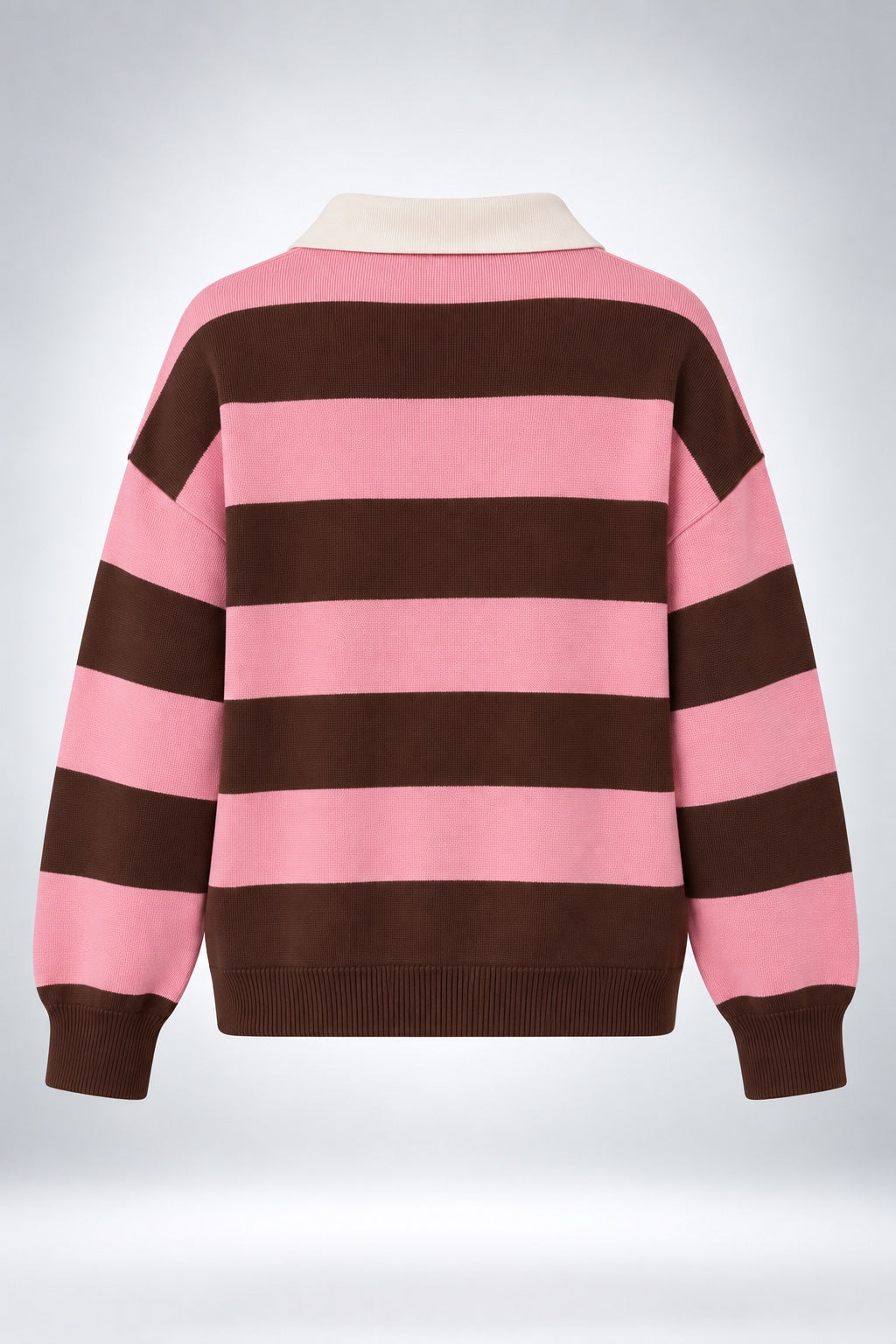 Polo de punto oversize a rayas, rosa + marron, imagen 4