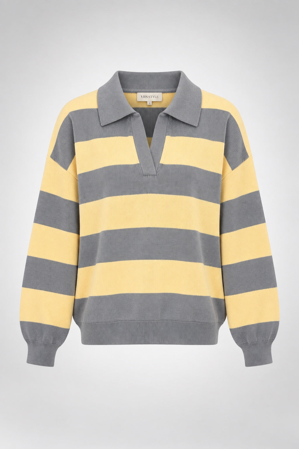 Polo de punto oversize a rayas, amarillo + gris, imagen 27