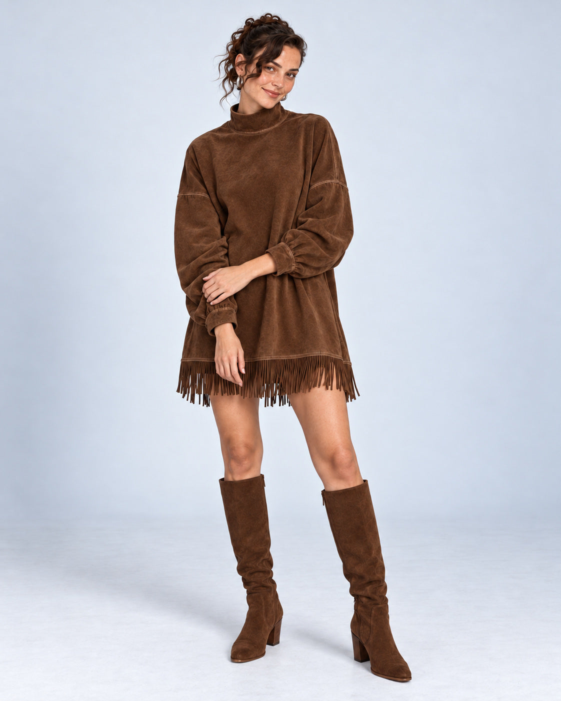 Vestido Siena Fringe - Marrón - vista 1