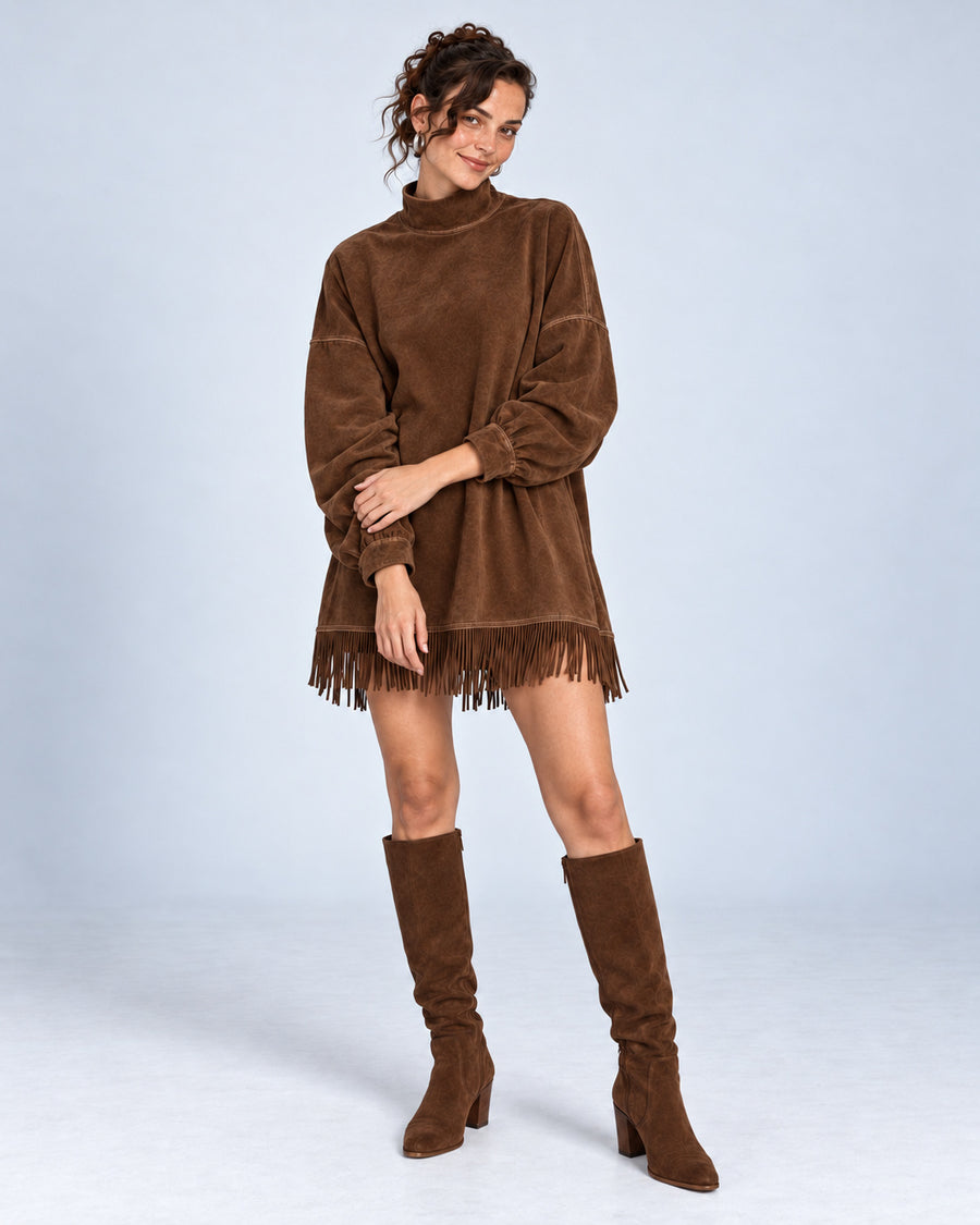 Vestido Siena Fringe - Marrón - vista 1