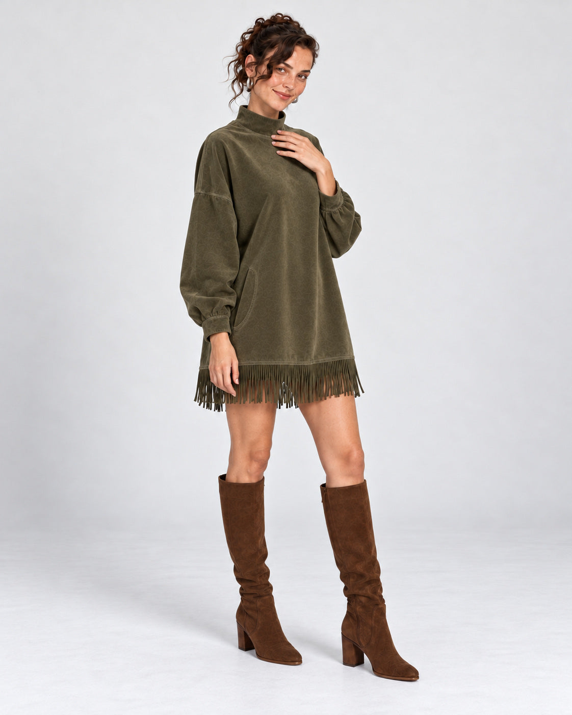Vestido Siena Fringe - Oliva - vista 1