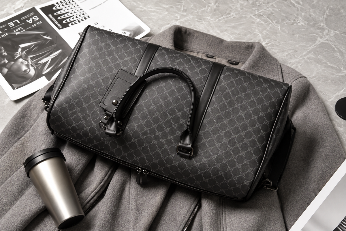 VRS Signature Travel Bag sobre chaqueta gris