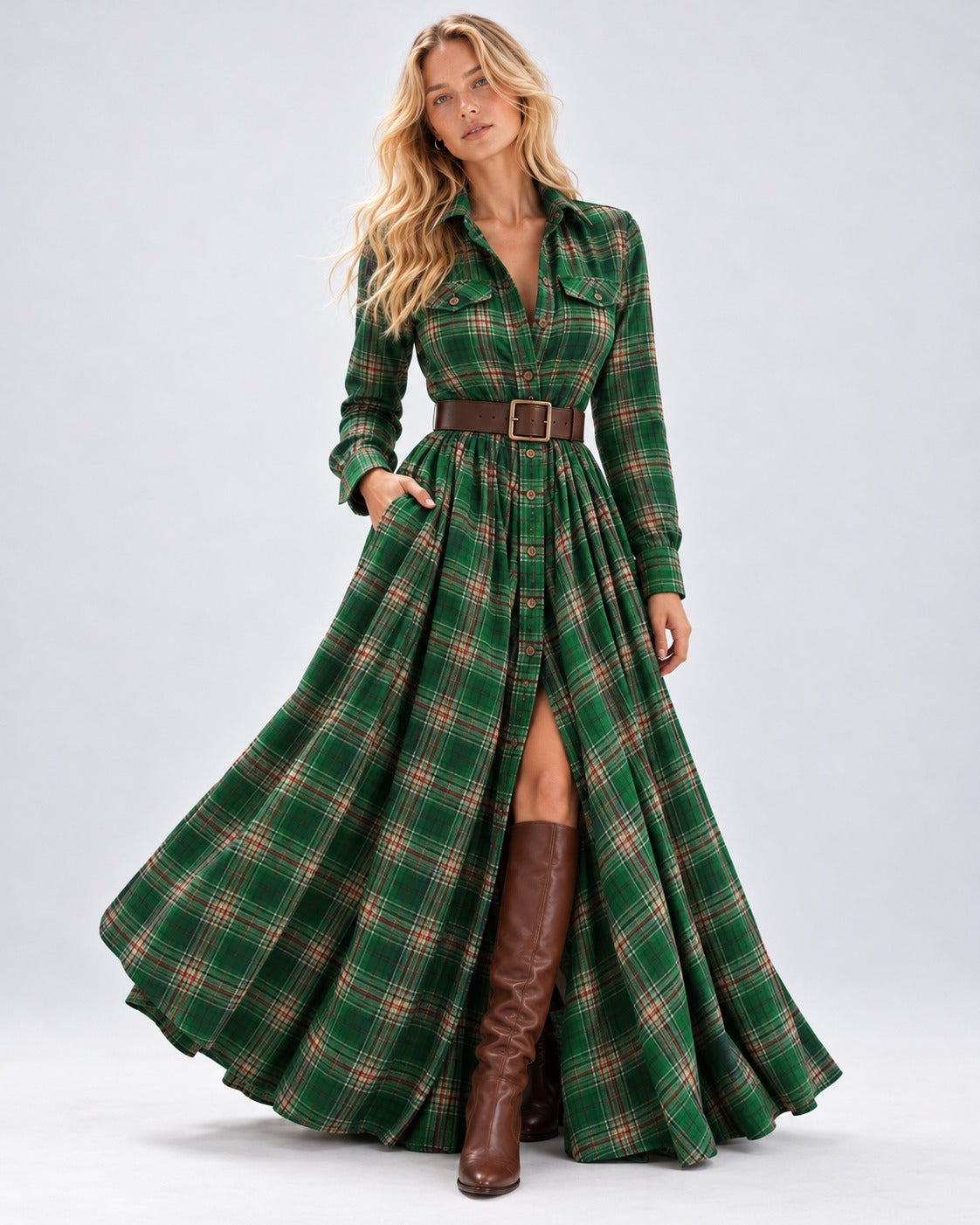 Vestido Edimburgo Tartán verde - segunda vista frontal