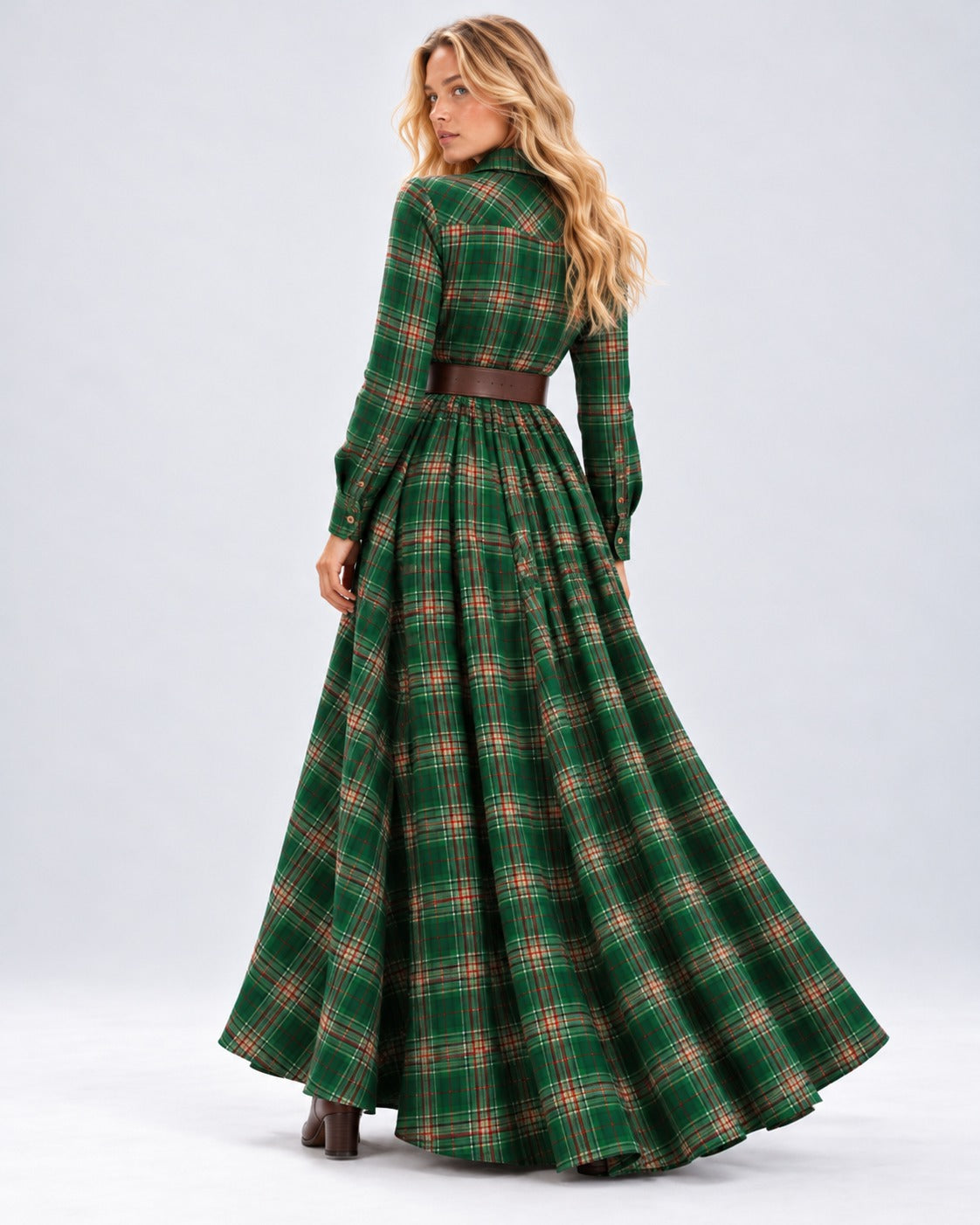 Vestido Edimburgo Tartán verde - vista trasera