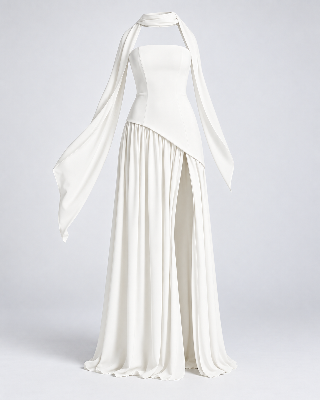 Vestido Siena Drape blanco — frontal de la prenda