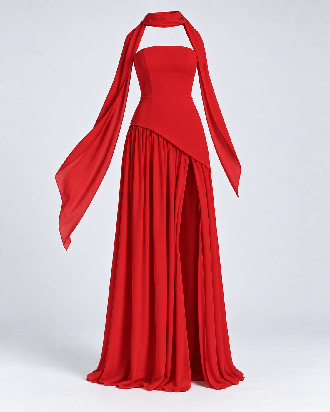 Vestido Siena Drape rojo — frontal de la prenda