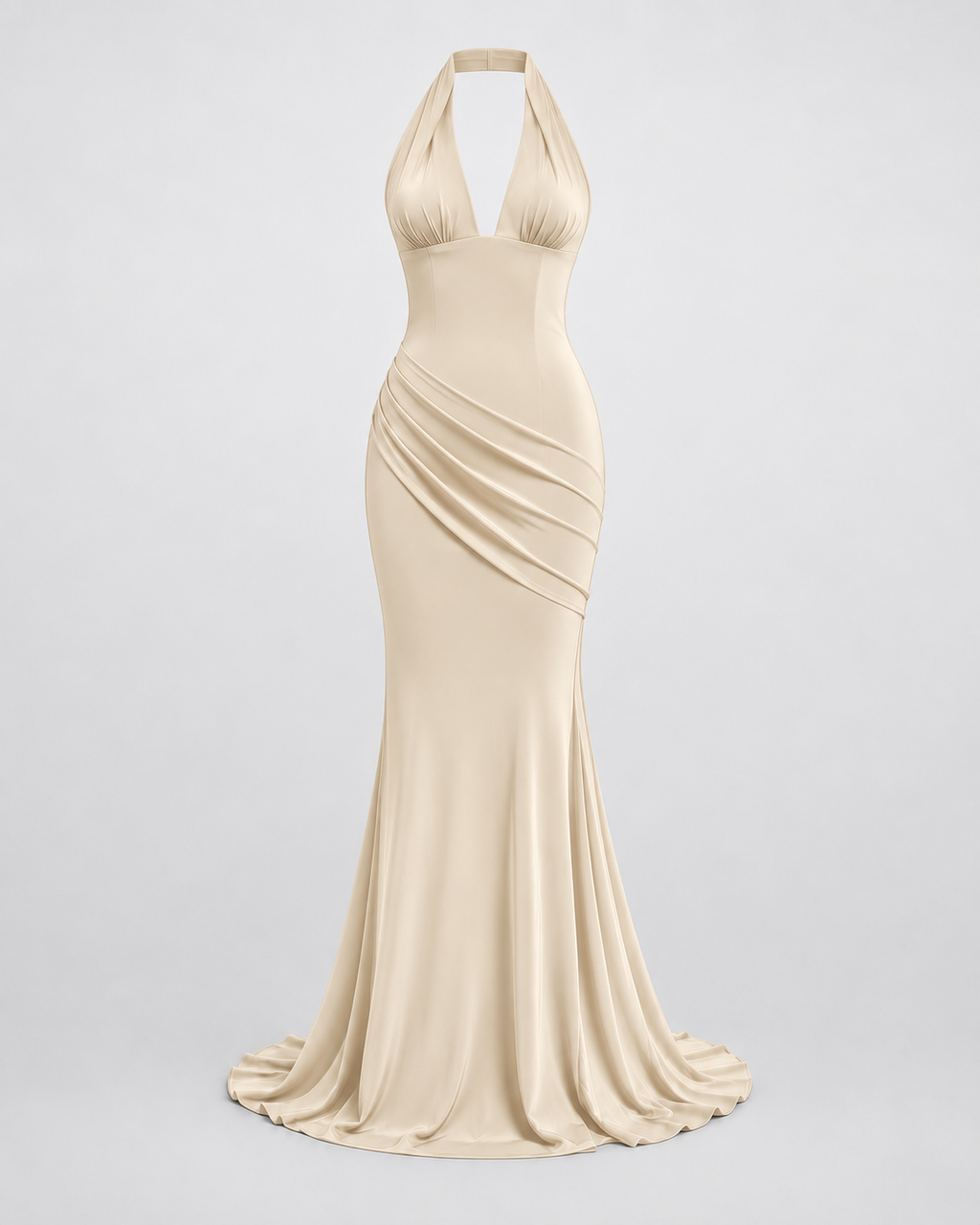 Vestido Sienna Halter beige — vista frontal