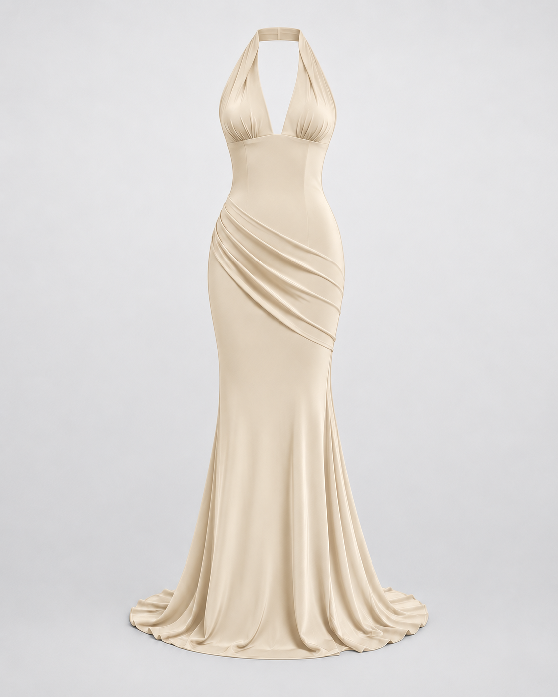 Vestido Sienna Halter beige — vista frontal